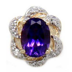 A4715 14K AMETHYST & DIAMOND SLIDE 